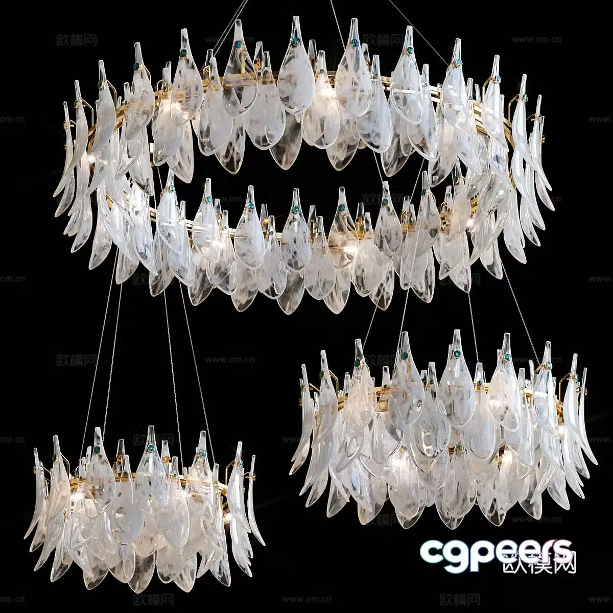 Modern light luxury crystal chandeliers 3D model