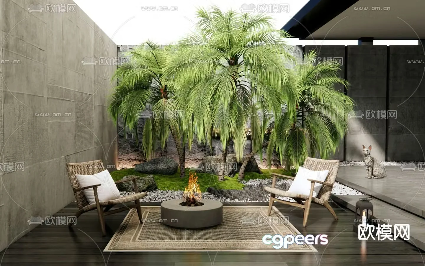 Courtyard landscape villa courtyard 3d model