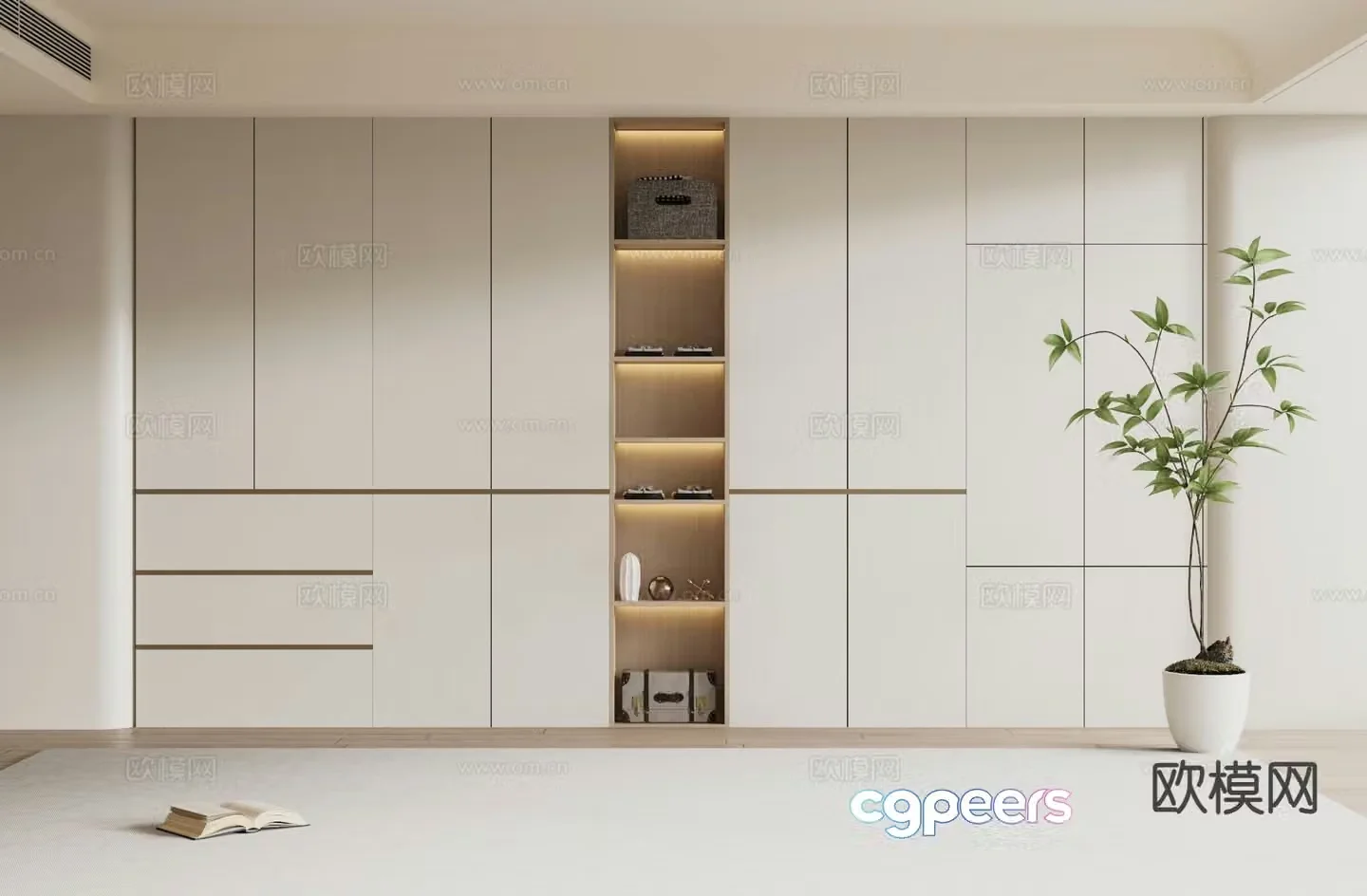 Cream style wardrobe 3d model