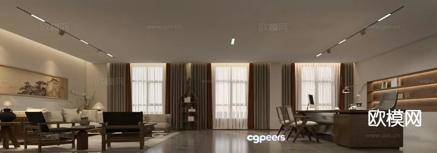 New Chinese style living room tea room 3d model