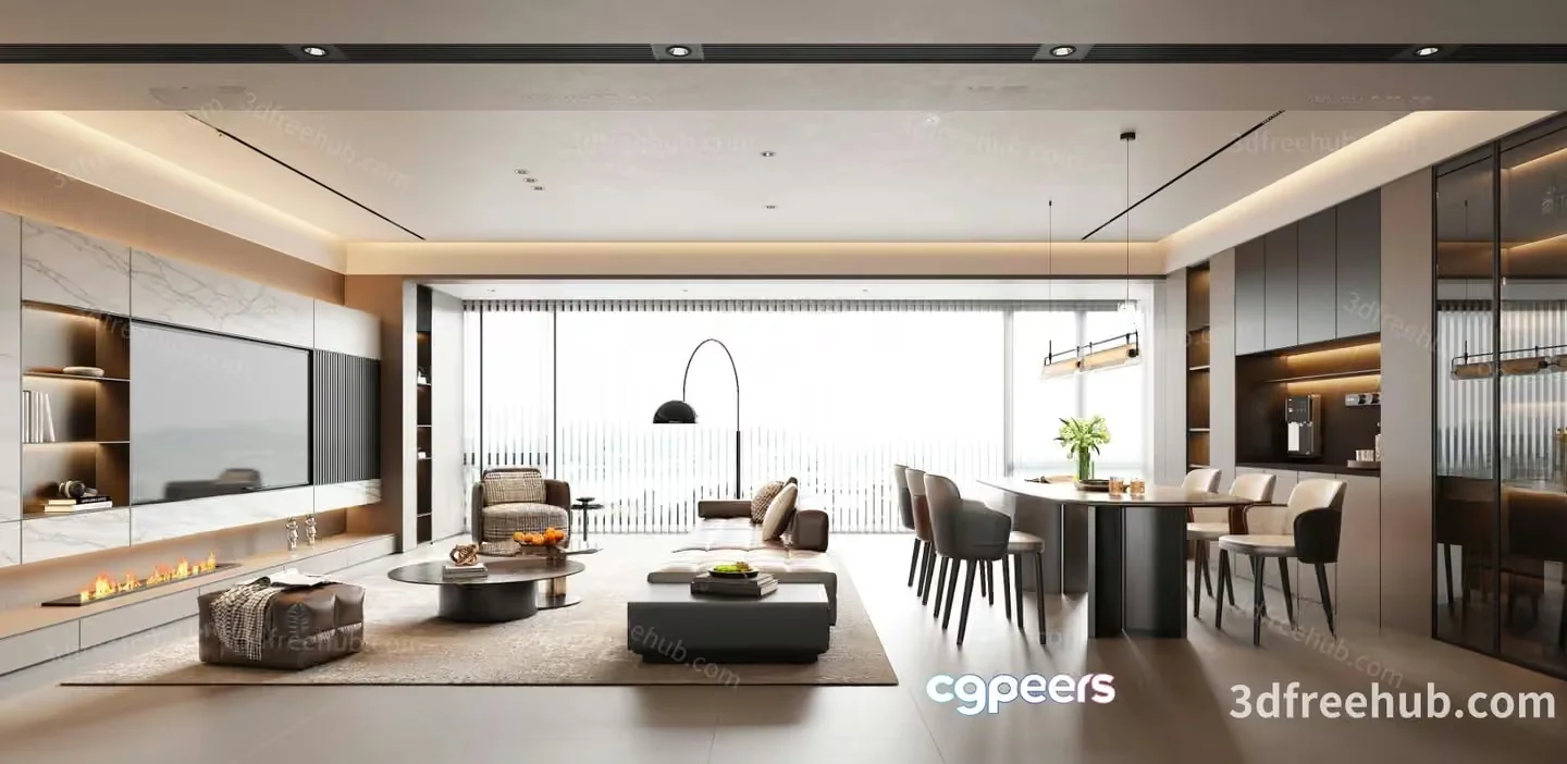 Modern Living Room 3D Model – 22656 – VRAY Render