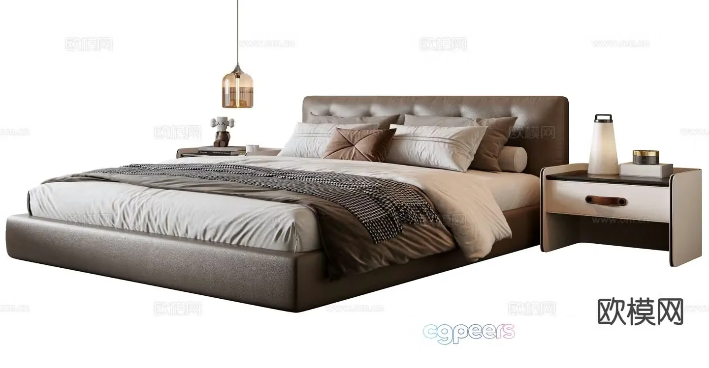 Italian double bed 3d model