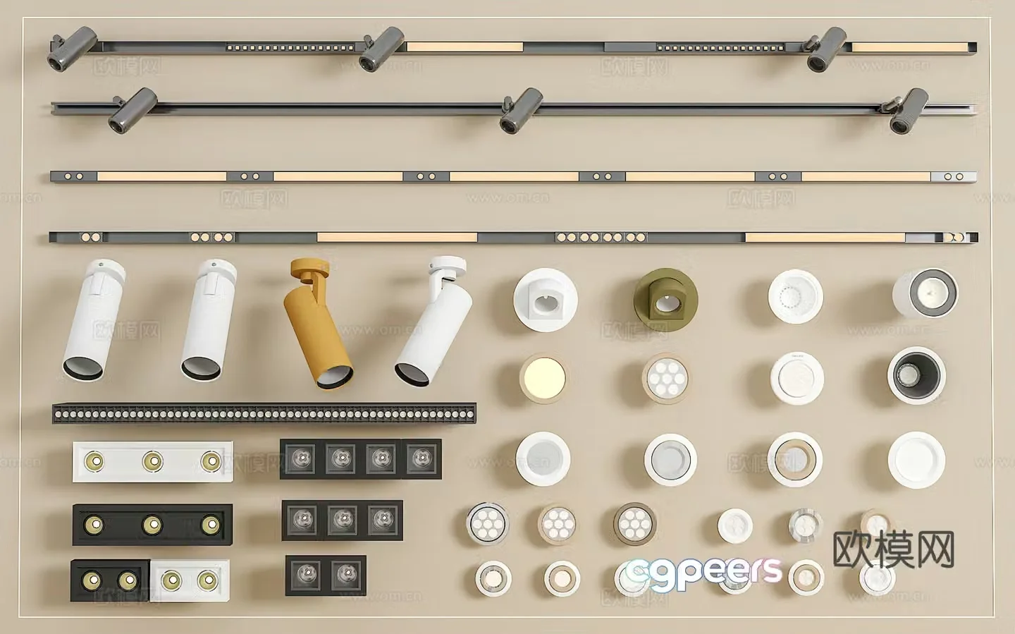 Track spotlight downlight linear lamp embedded downlight magnetic spotlight 3D model