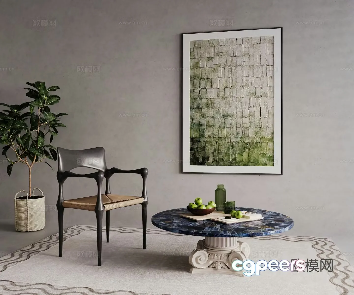 French coffee table combination 3D model