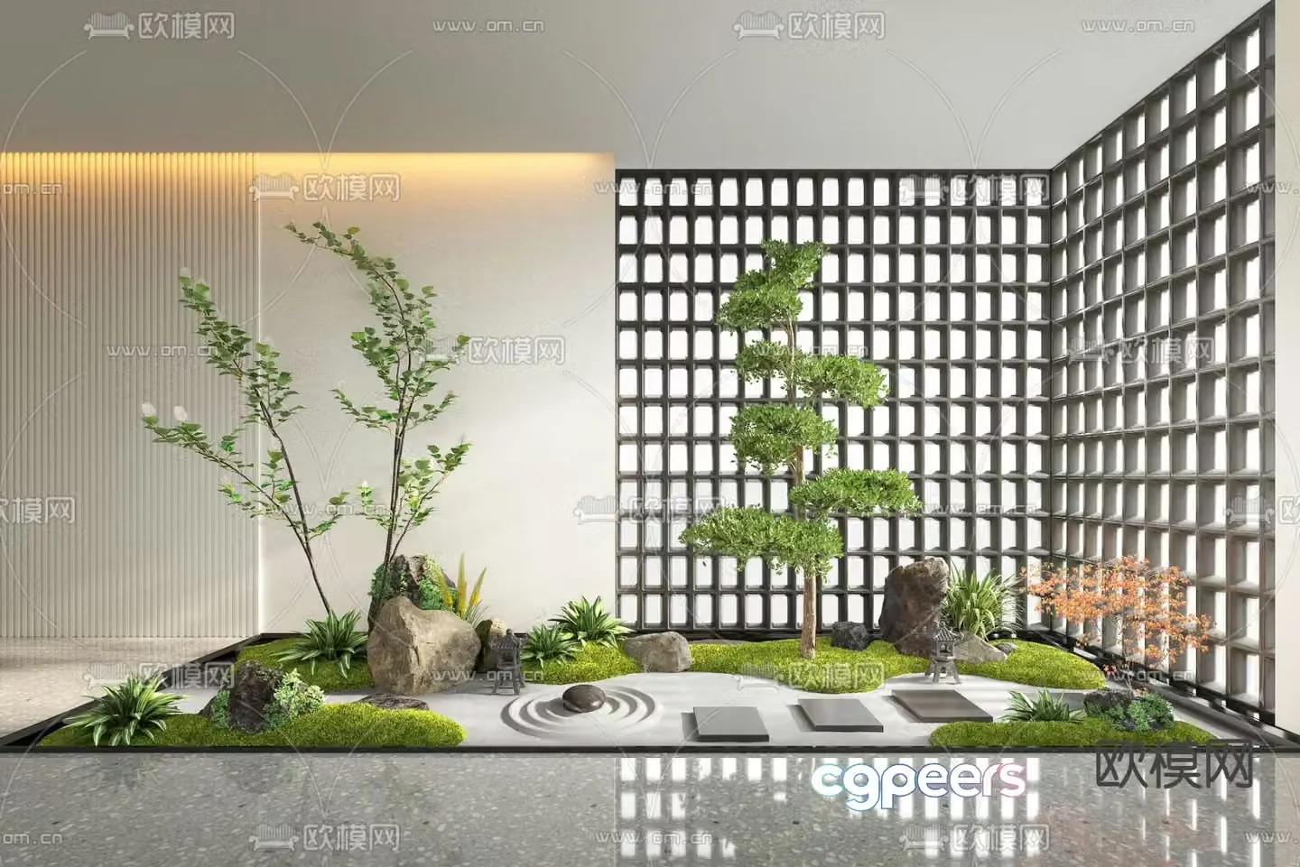 Indoor landscaping bryophytes 3d model