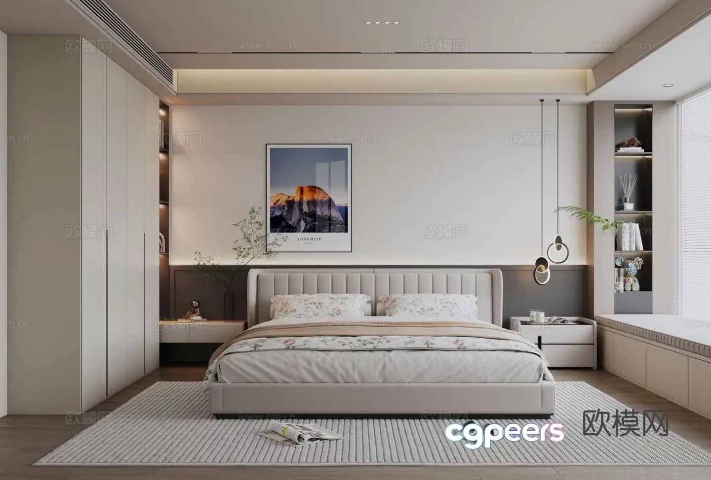 Modern minimalist bedroom master bedroom 3d model