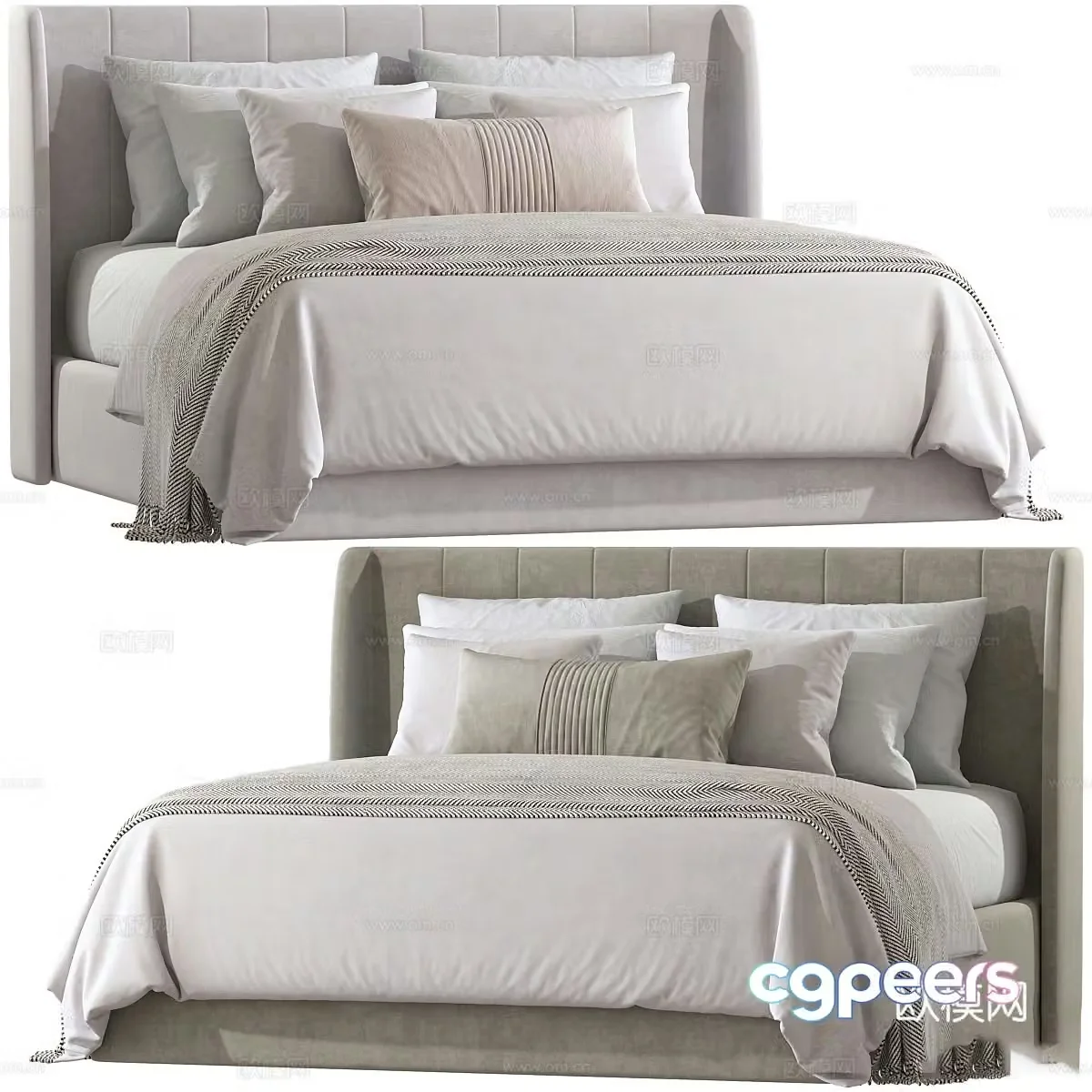 Modern fabric double bed 3d model