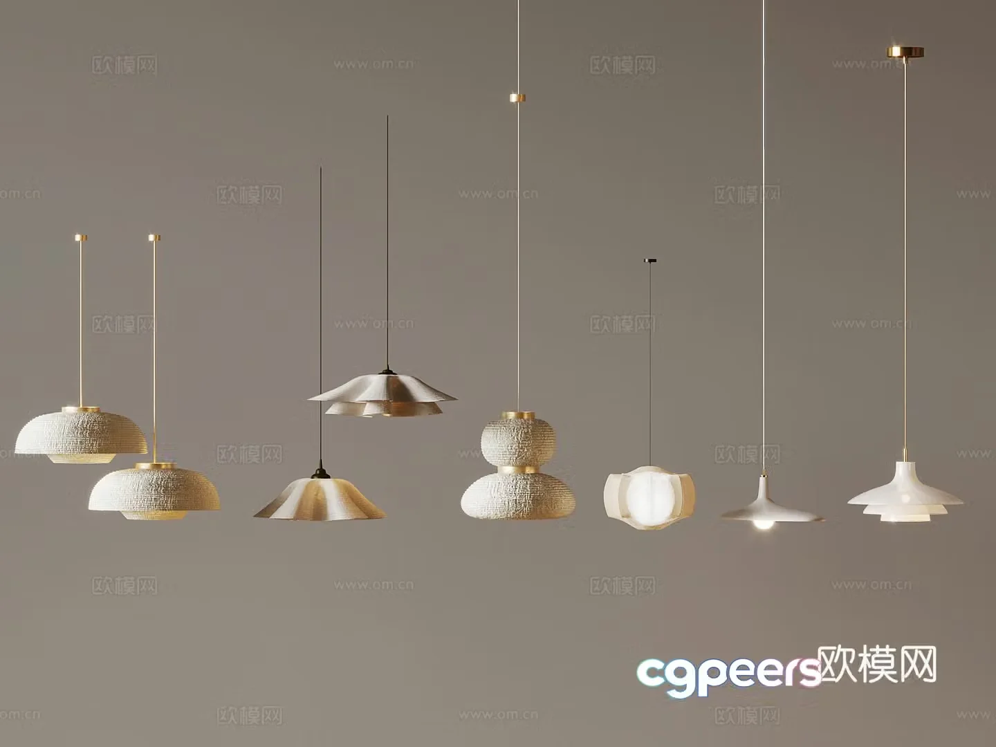 Creamy wind chandelier 3d model