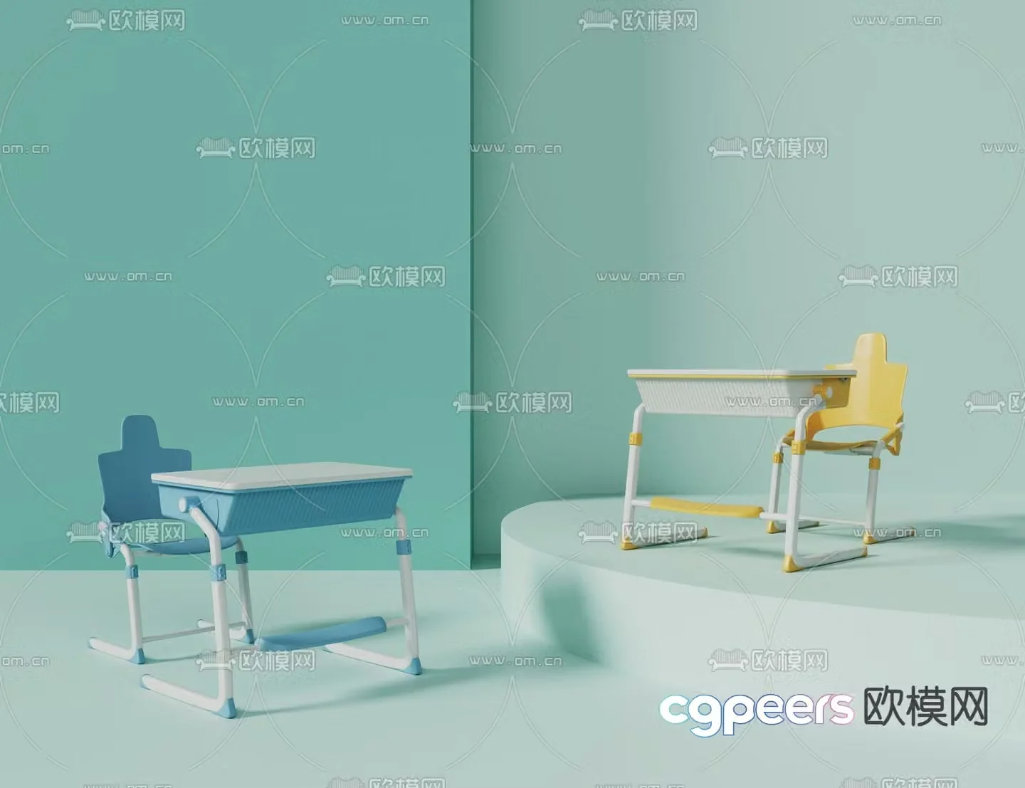 Children’s tables and chairs writing desk study table desk 3D model
