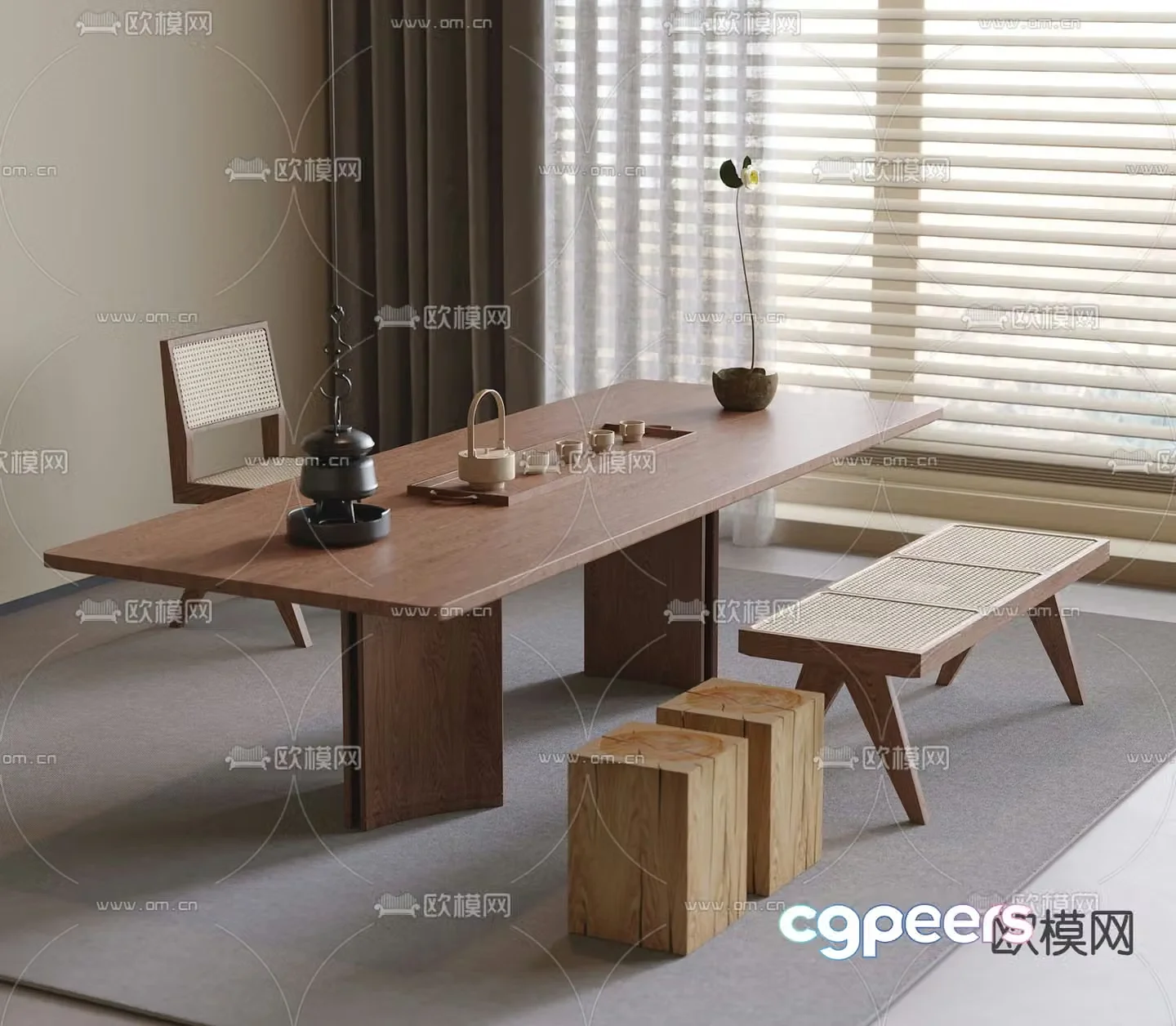 Wabi-sabi tea table tea table 3d model
