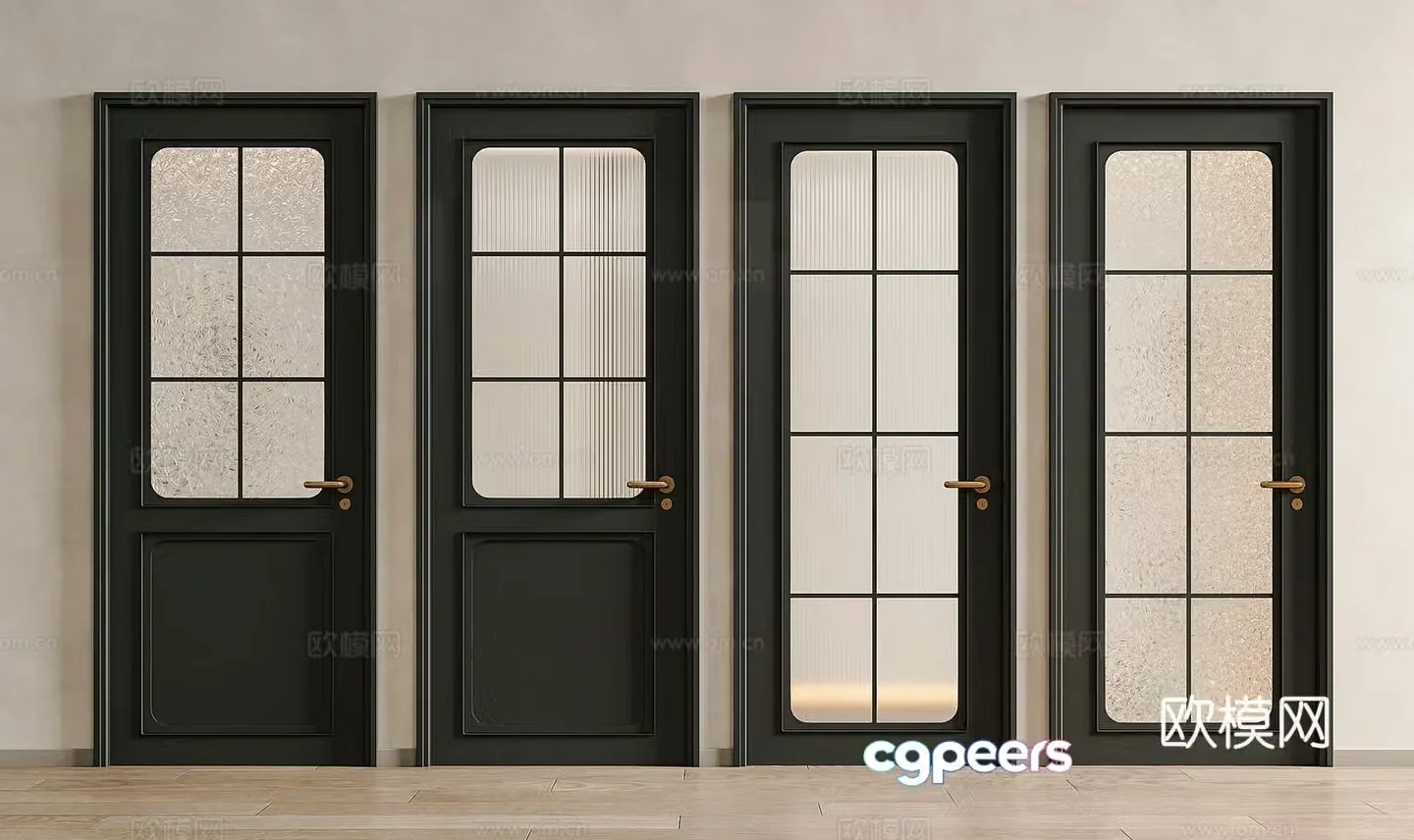French single-open door glass single-open door Changhong glass single-open door Frosted glass single-open door Carved 3D model
