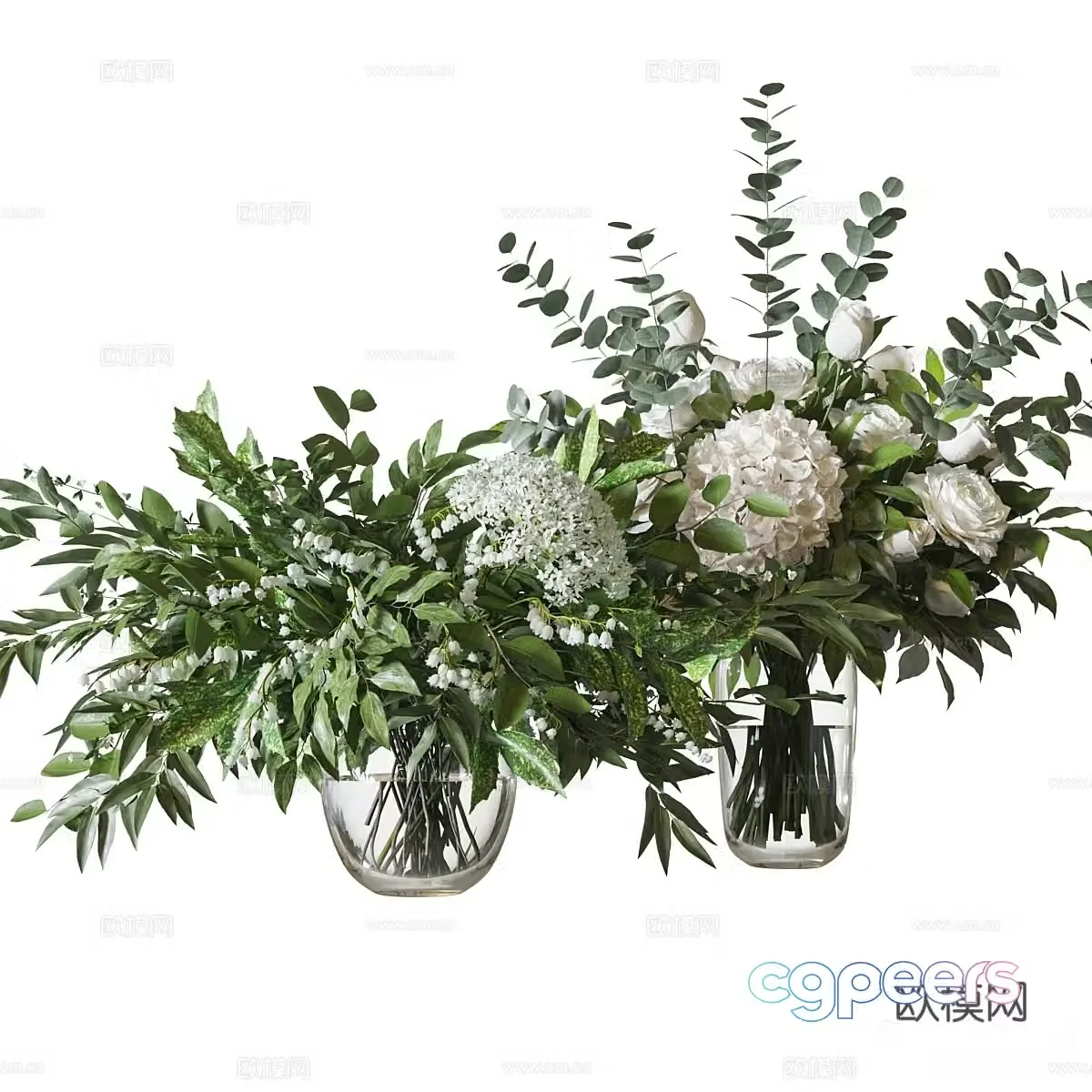 modern vase floral arrangement flowers flower arrangement 3d model