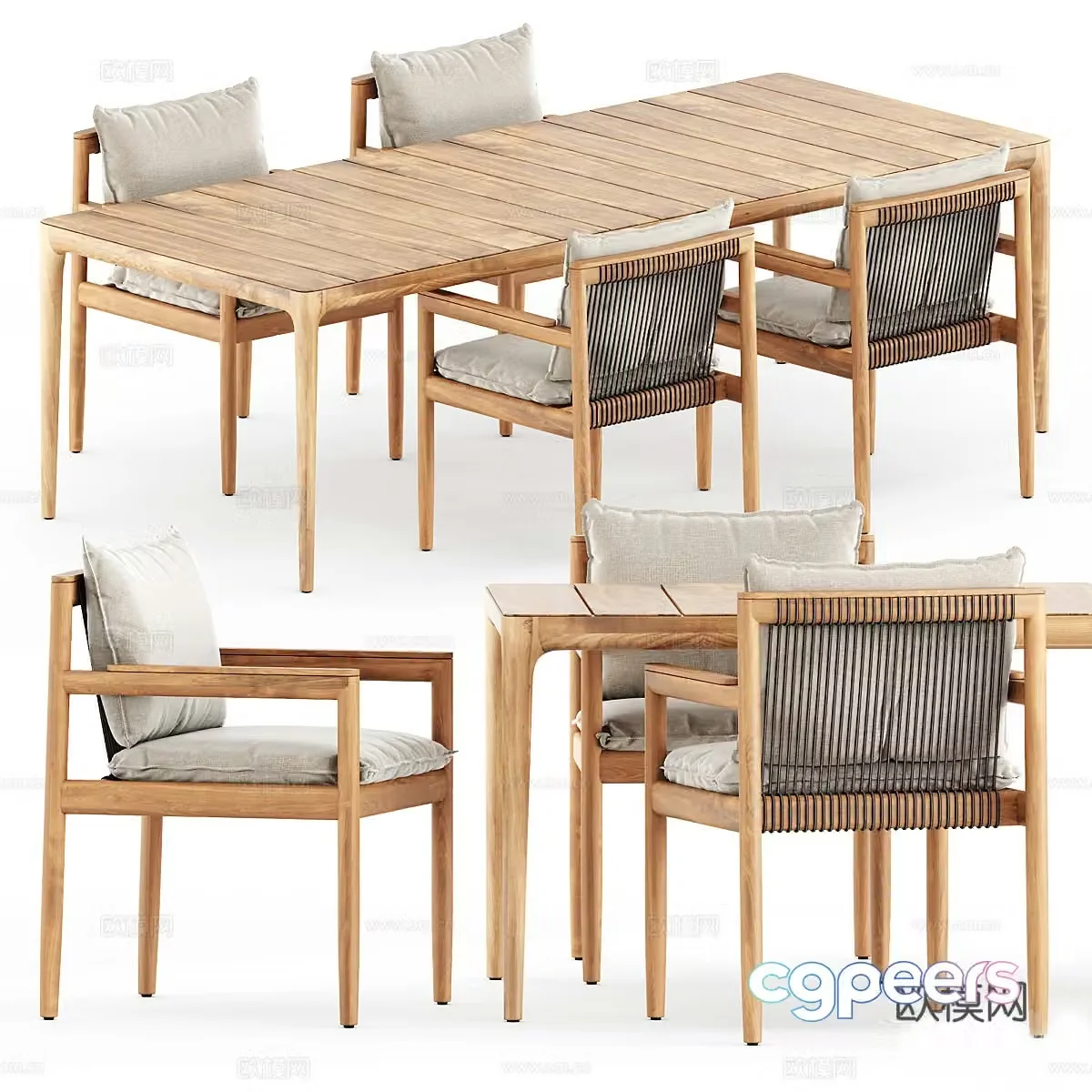 New Chinese outdoor table and chair 3D model