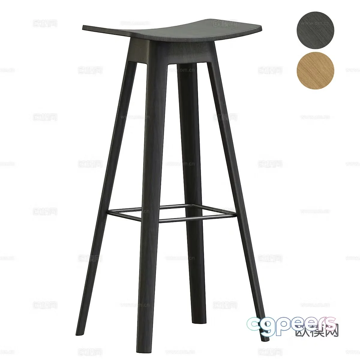 New Chinese wooden bar chair 3D model