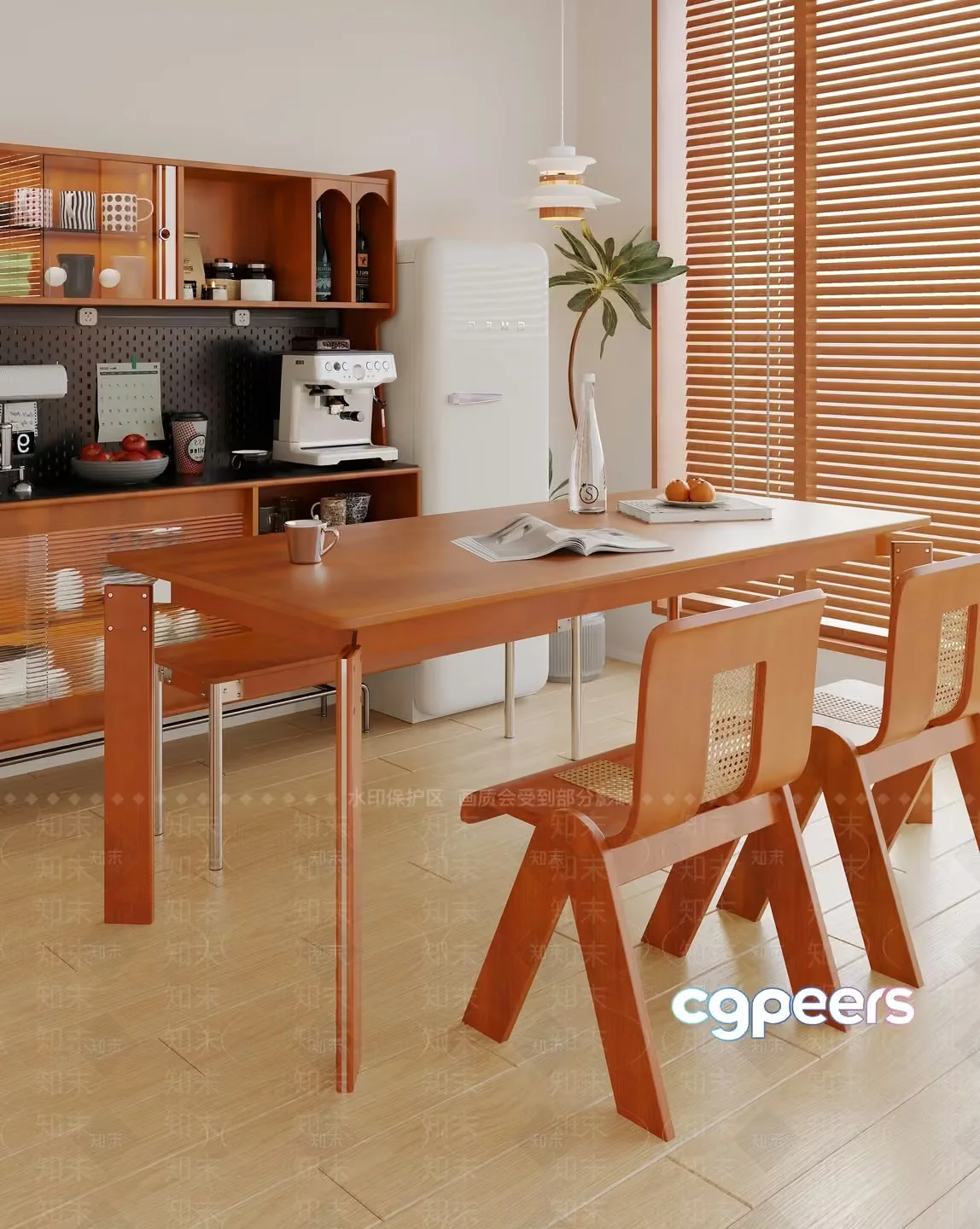 A Wooden Dining Table 3D Model – 13089 – VRAY Render