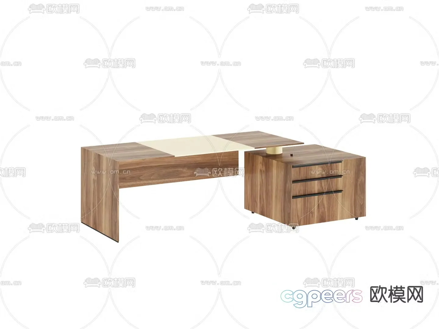 Modern office desk solid wood desk computer desk 3d model