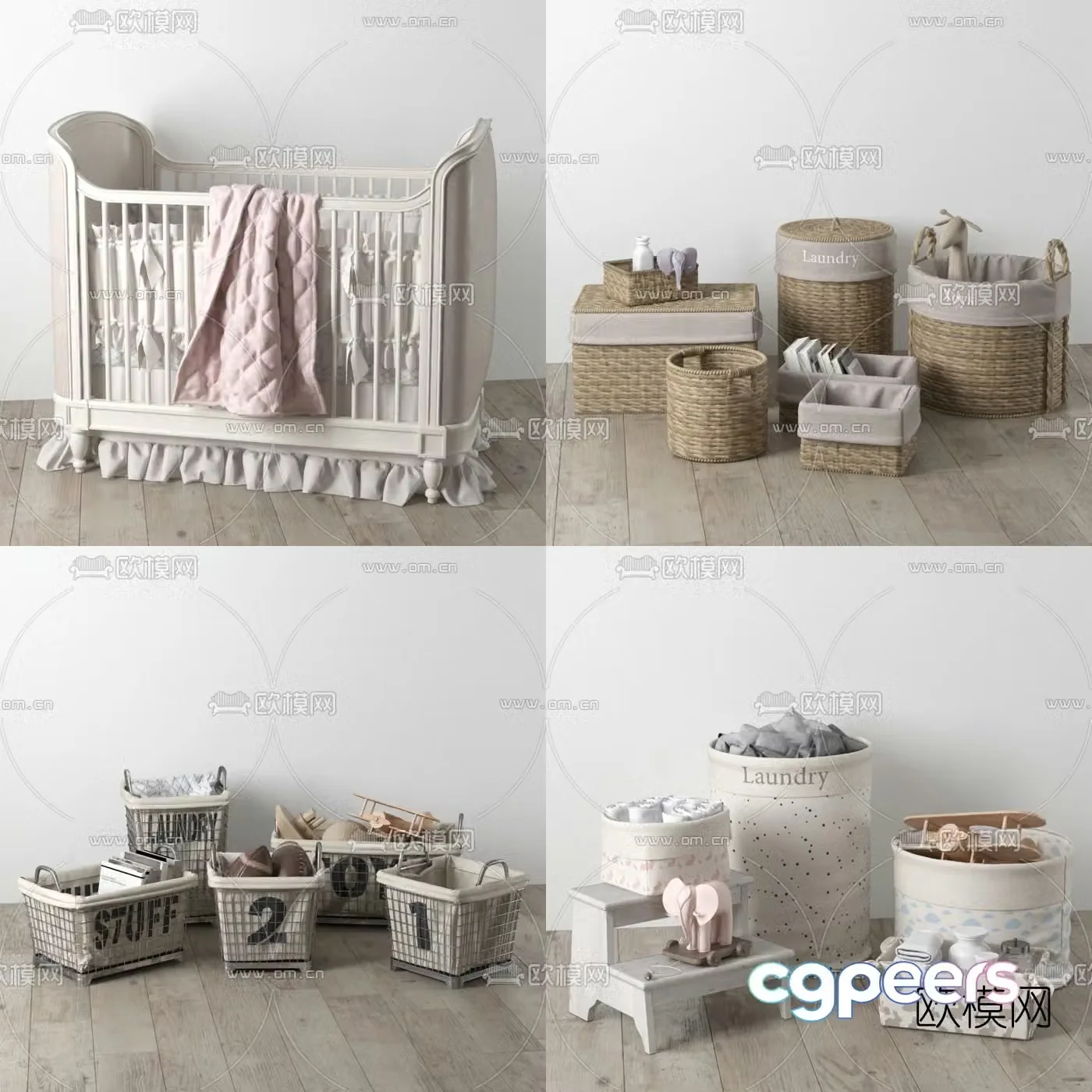 Modern crib storage basket 3d model