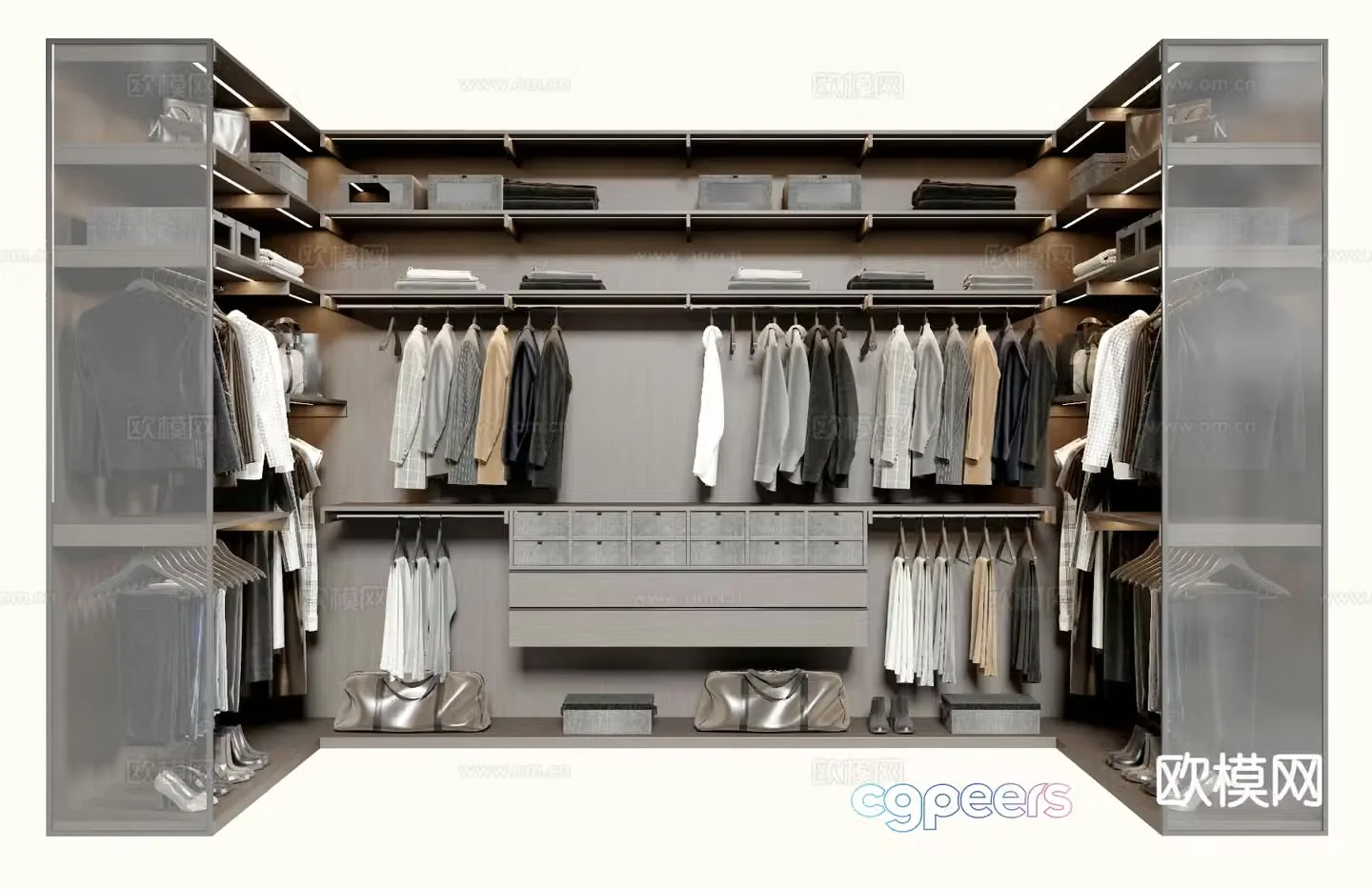Modern doorless wardrobe 3d model