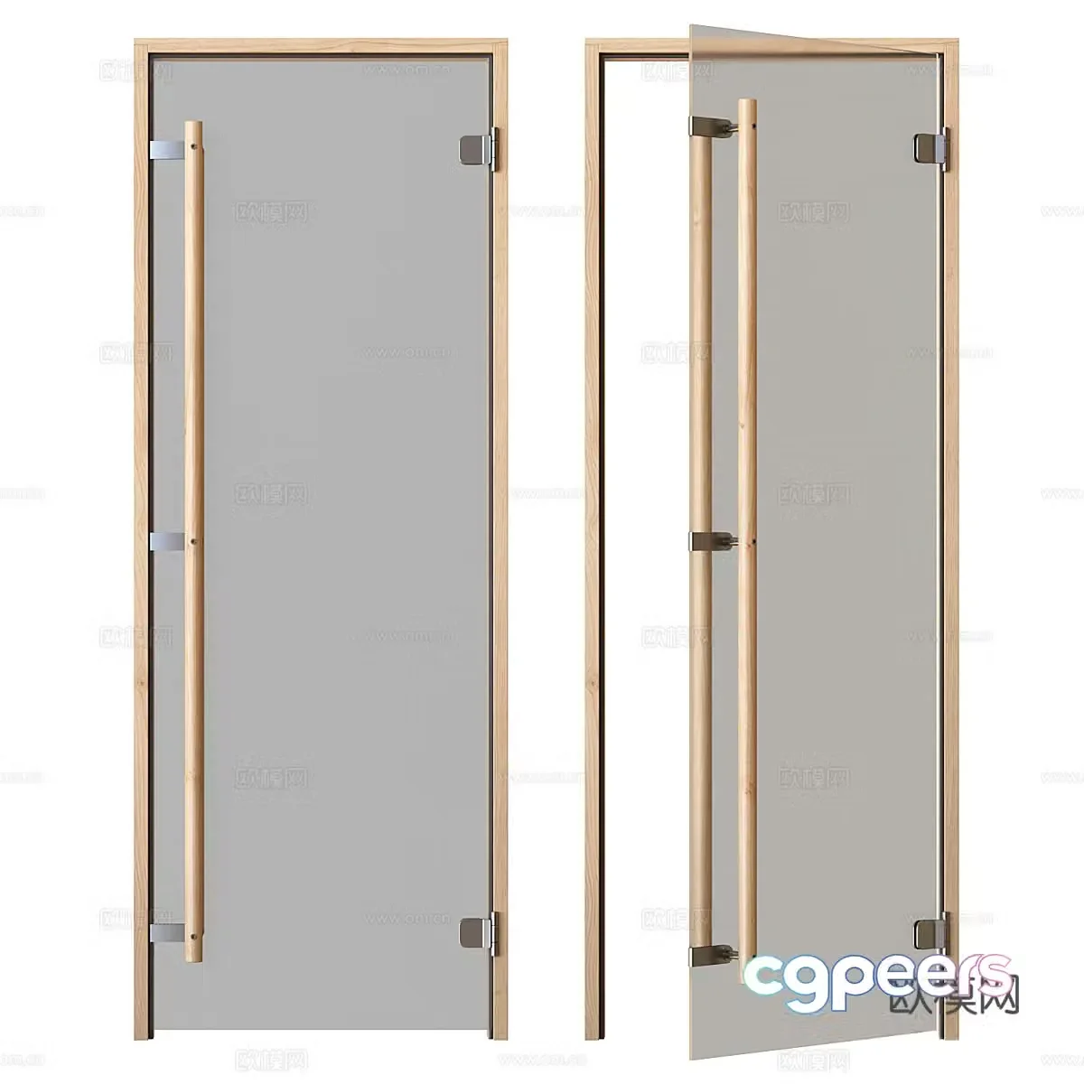 New Chinese style glass door sauna door 3d model
