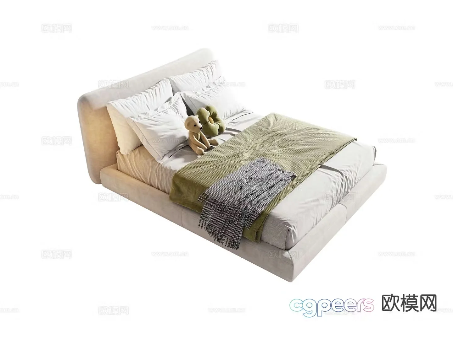 Cream style children’s bed 3d model