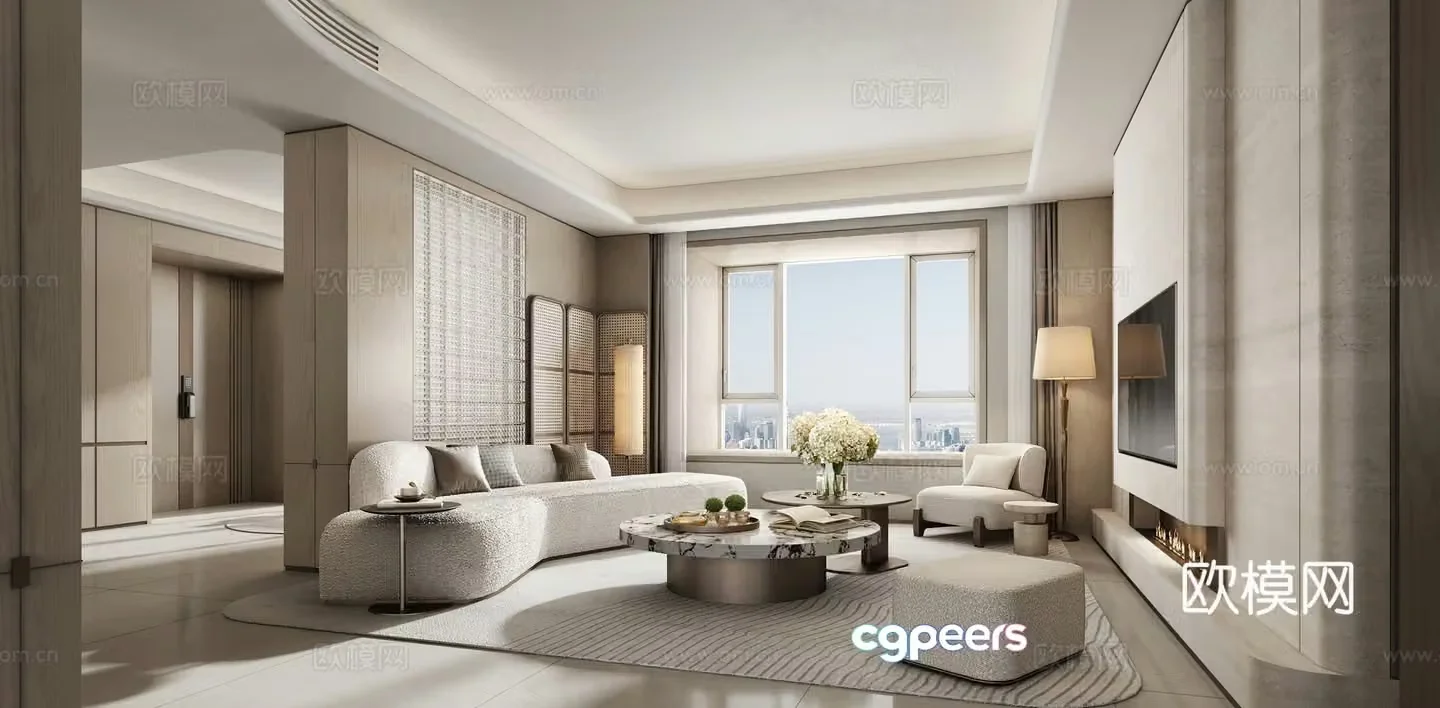 Italian living room Villa living room Italian sofa combination Miloti sofa combination Coffee table combination 3D model