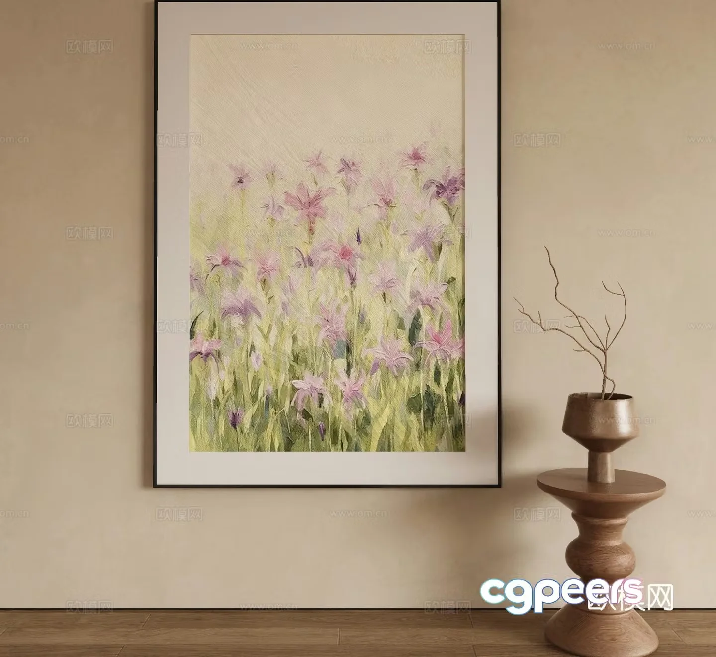 Modern oil painting flower painting decorative painting 3d model