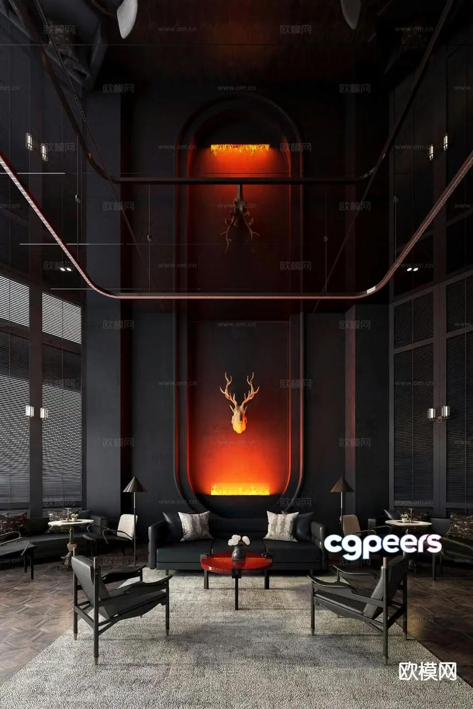 Matrix vertical and horizontal sales office negotiation area 3D model