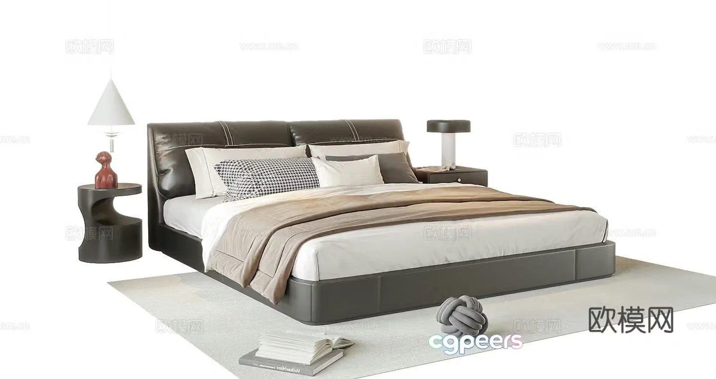Modern double bed 3d model