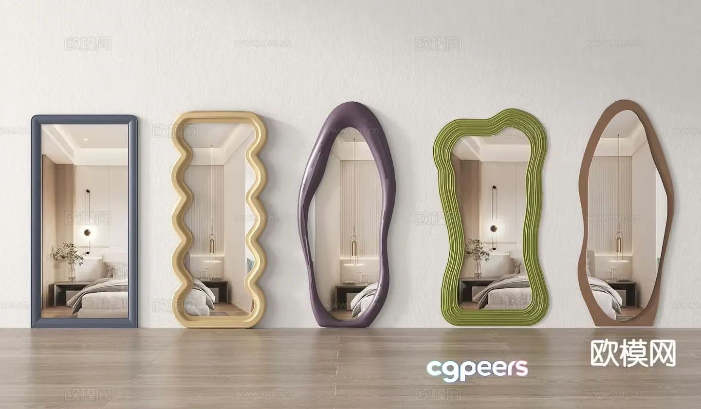 Modern full-length mirror floor mirror ins style full-length mirror special-shaped mirror art mirror 3D model