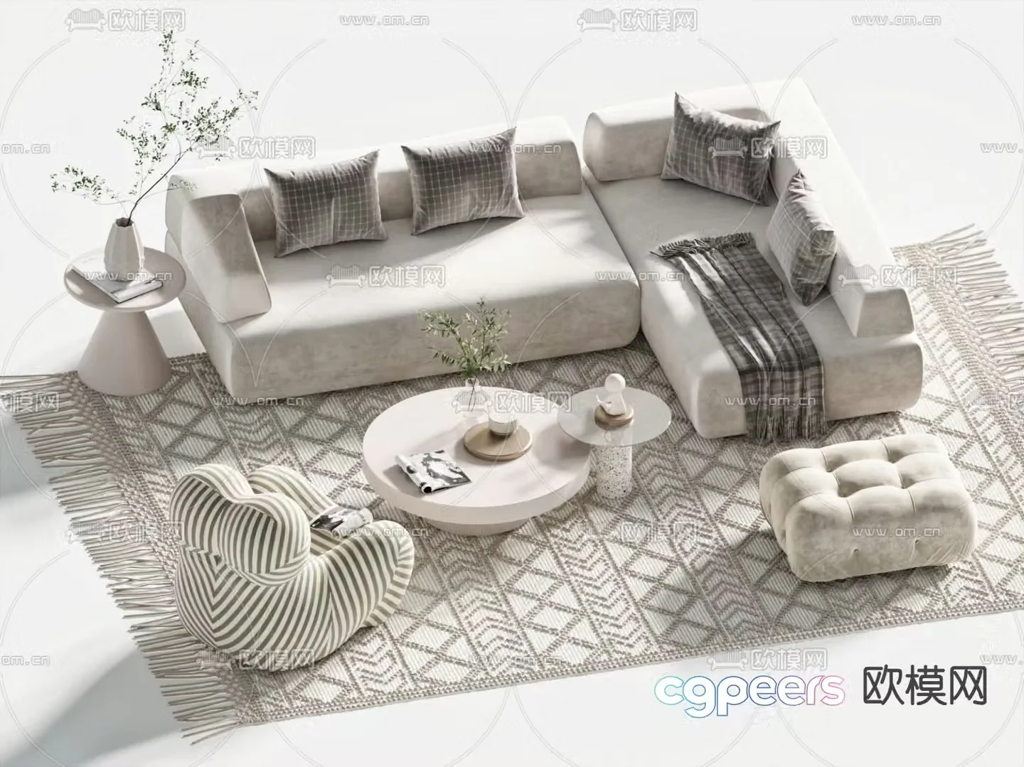 Modern sectional sofa 3d model
