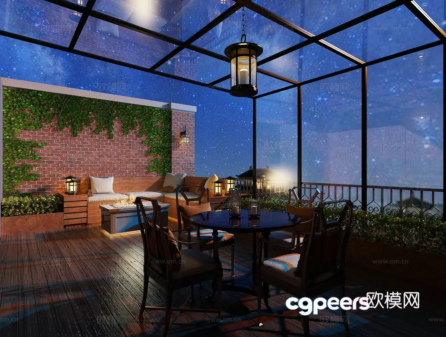 Villa terrace leisure area 3d model