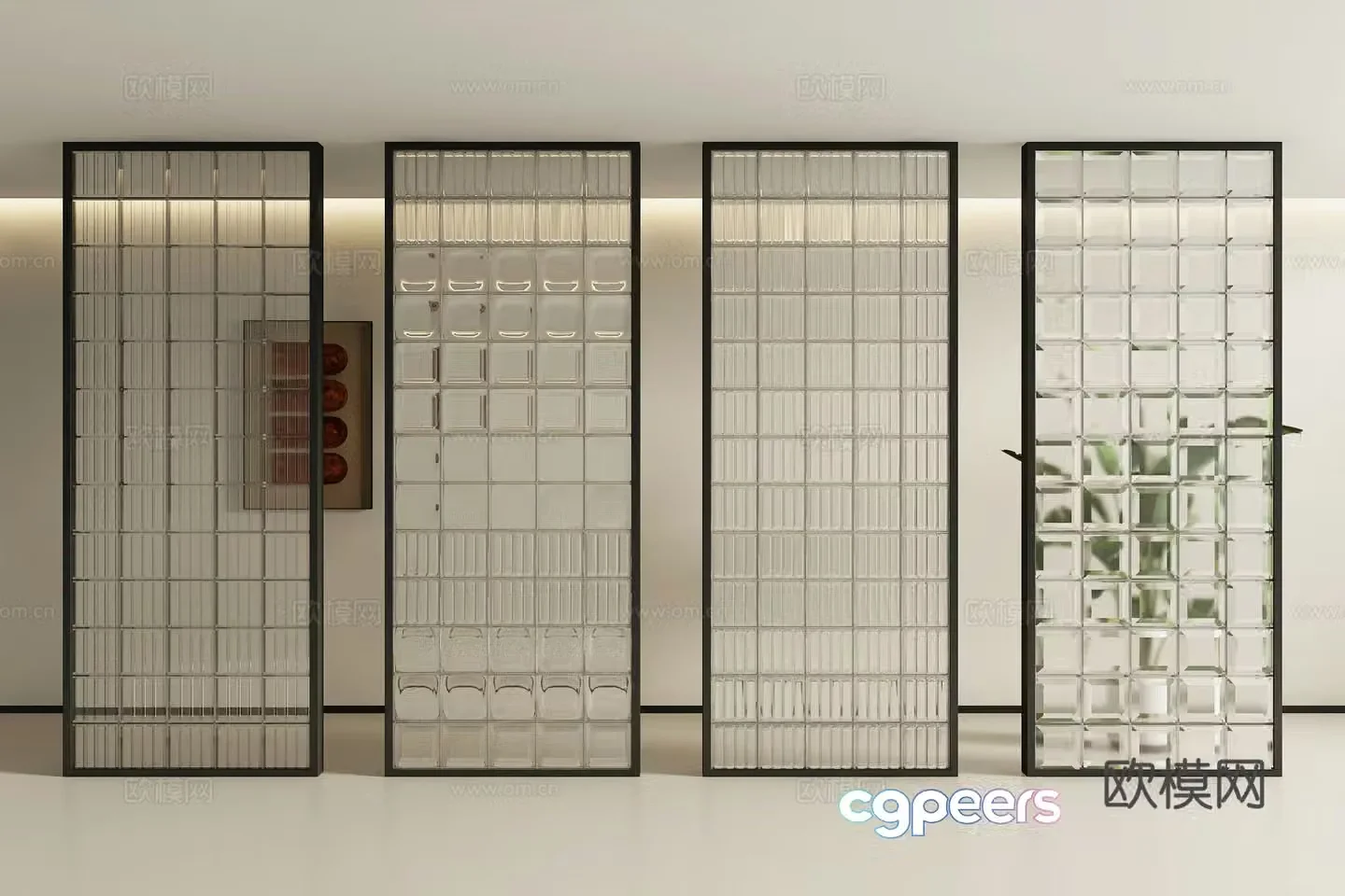 Modern glass brick partition 3d model