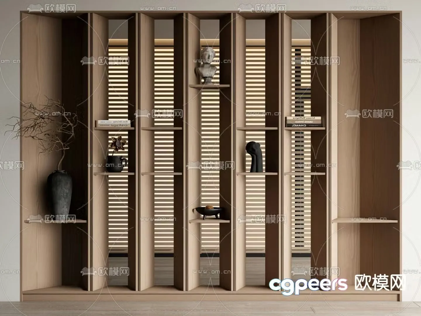 Wabi-sabi bookcase display cabinet 3d model