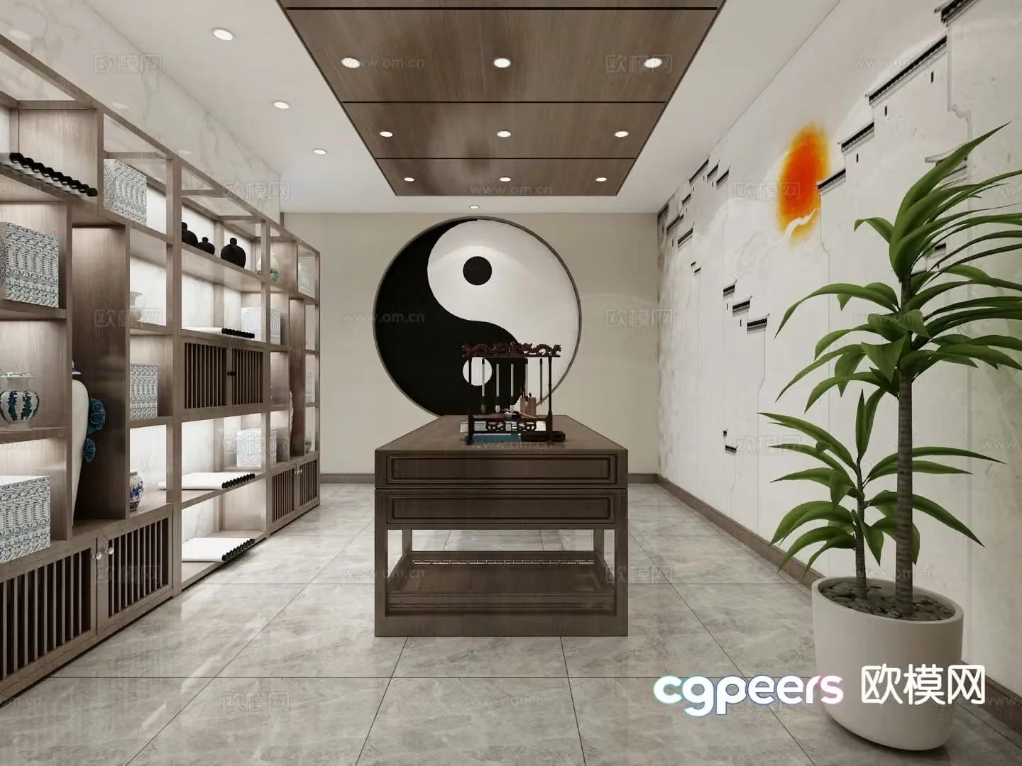 New Chinese style study Tai Chi study 3D model