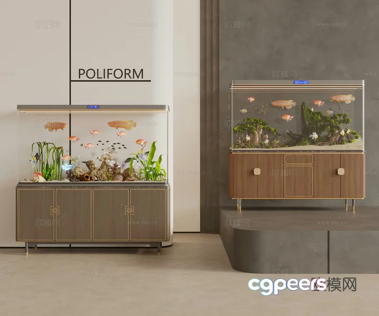 New Chinese fish tank aquarium fish tank cabinet 3D model