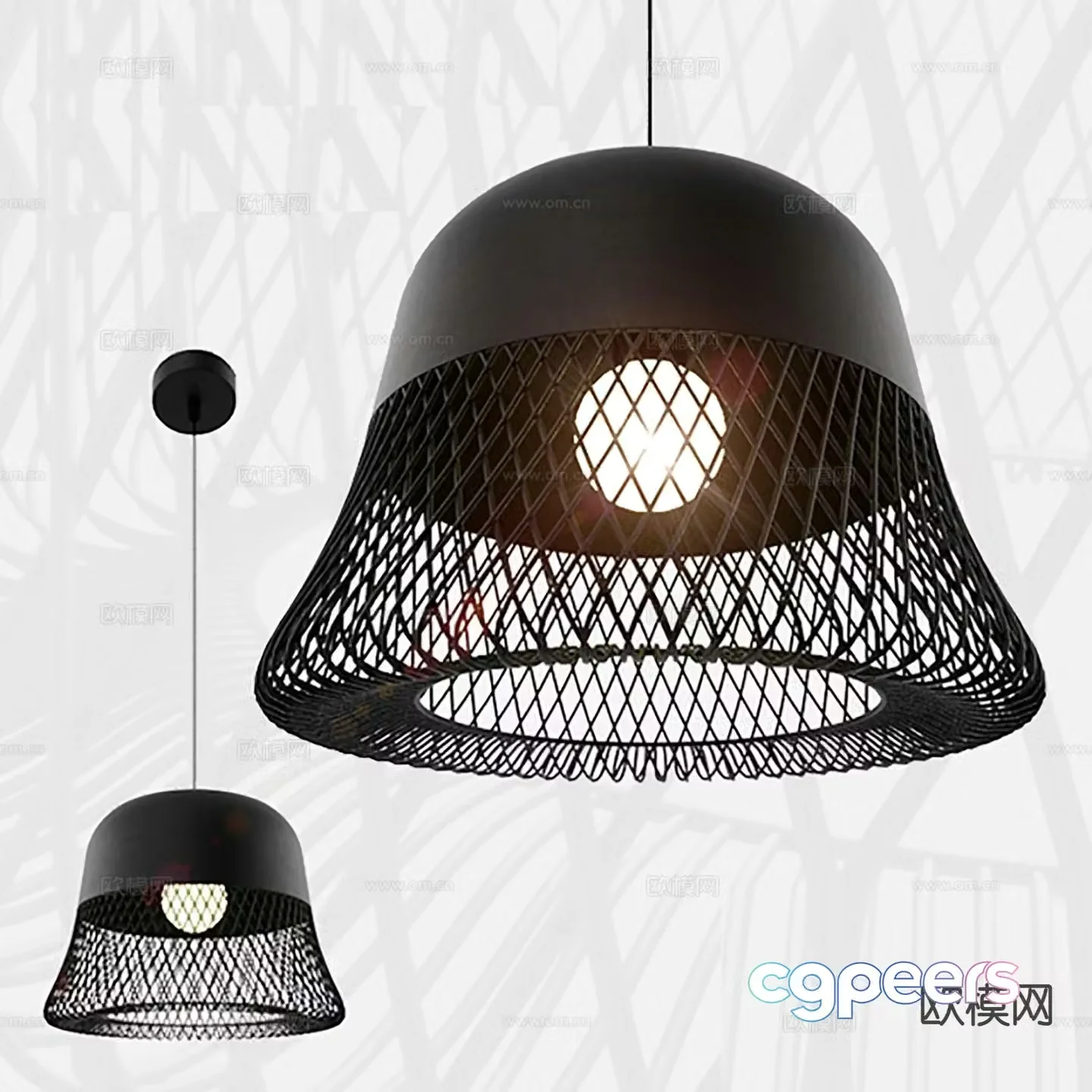 Modern metal mesh chandelier 3d model