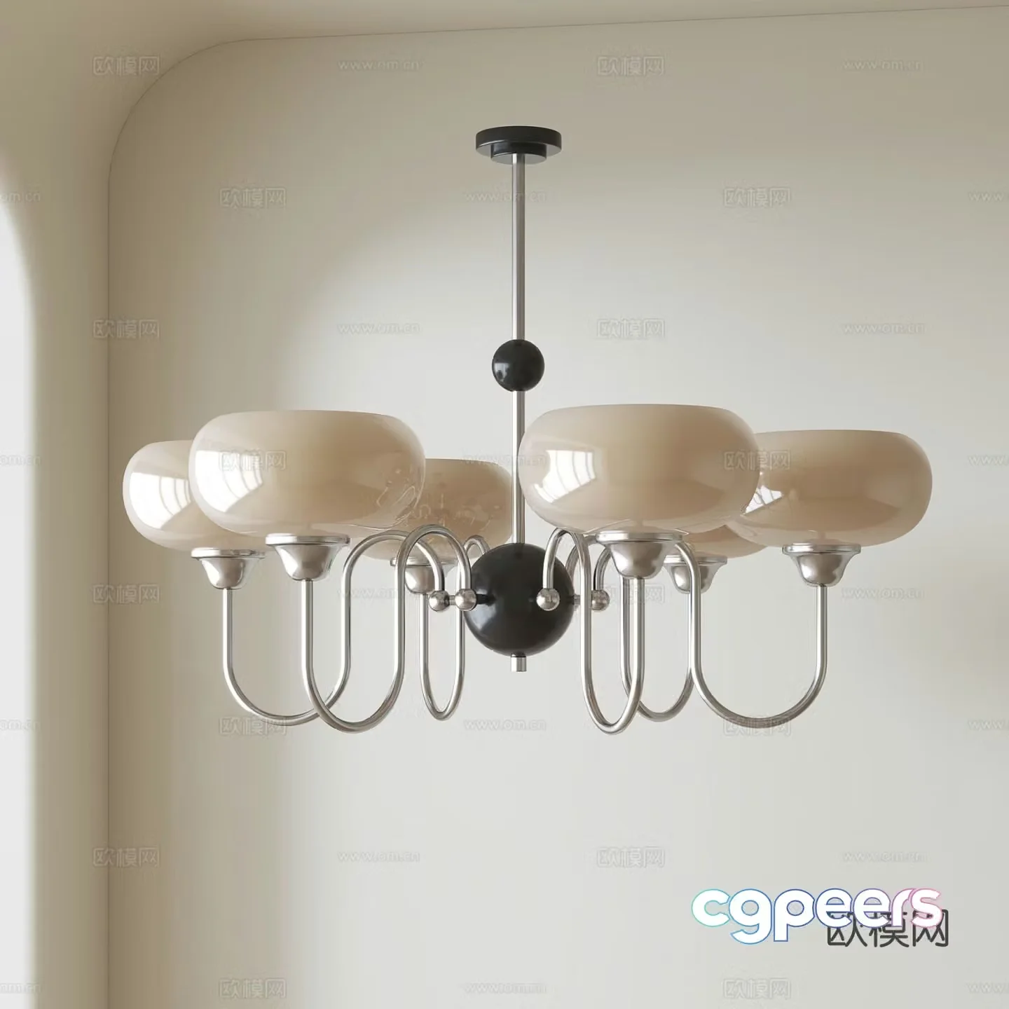 French multi-head chandelier 3d model