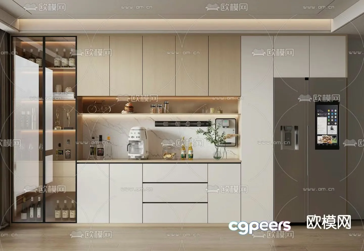 Modern wine cabinet sideboard 3d model