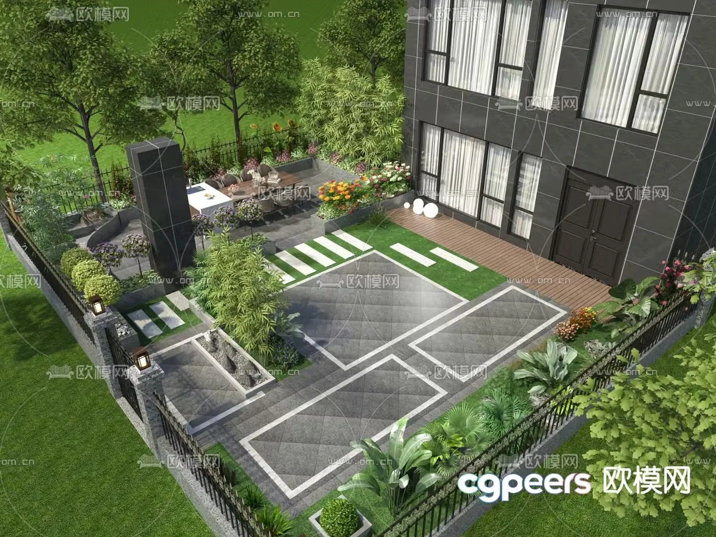 Courtyard landscape 3d model