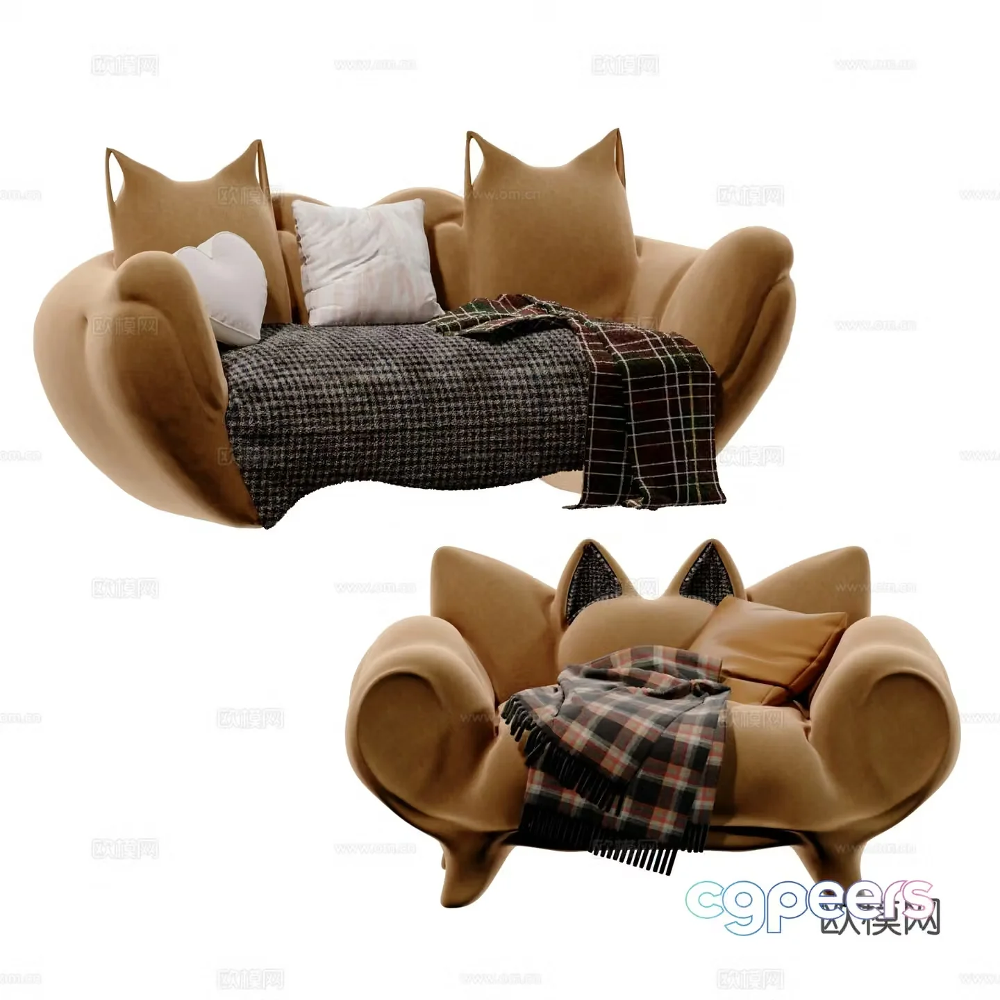Modern cartoon children’s single sofa multiplayer sofa combination 3d model