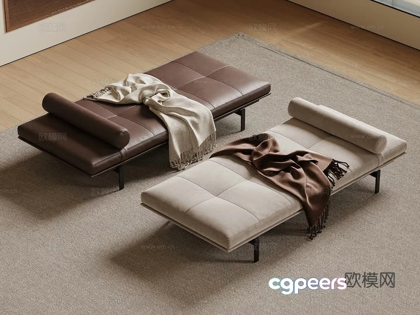 Shoe changing stool modern bed stool sofa 3d model