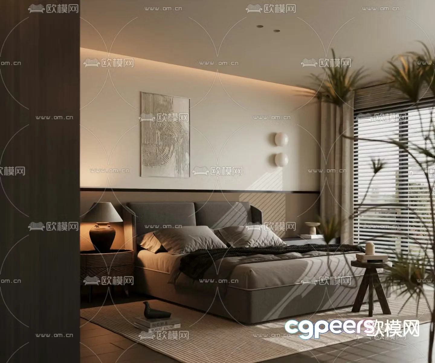 Italian double bed 3d model