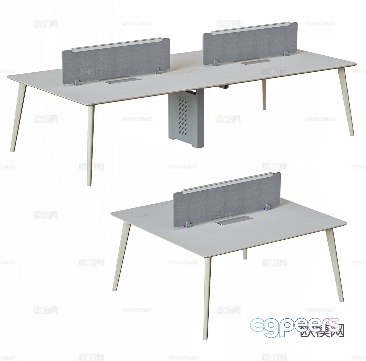 Modern office desk staff desk work station screen card office desk desk 3D model