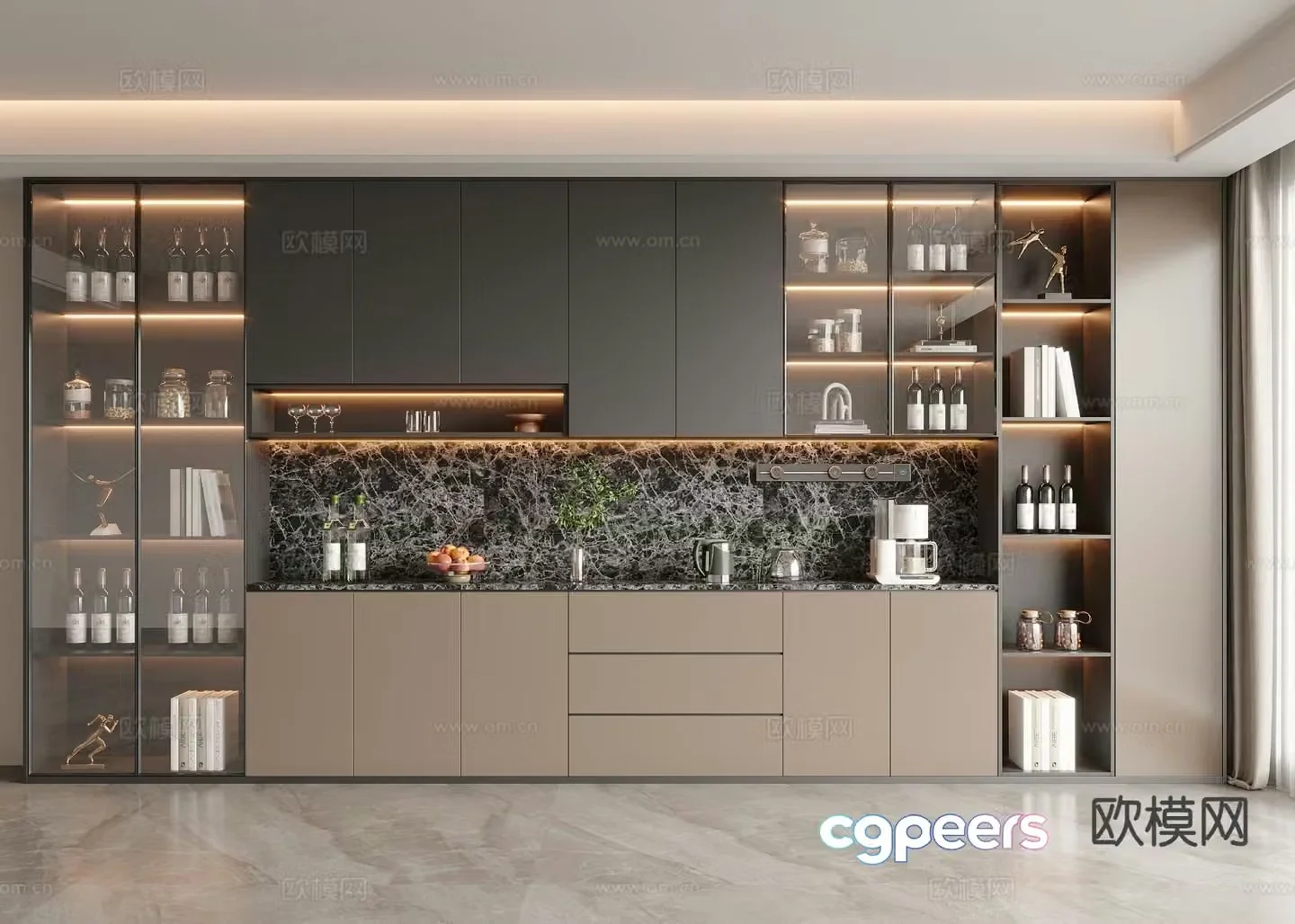 Italian wine cabinet sideboard 3d model