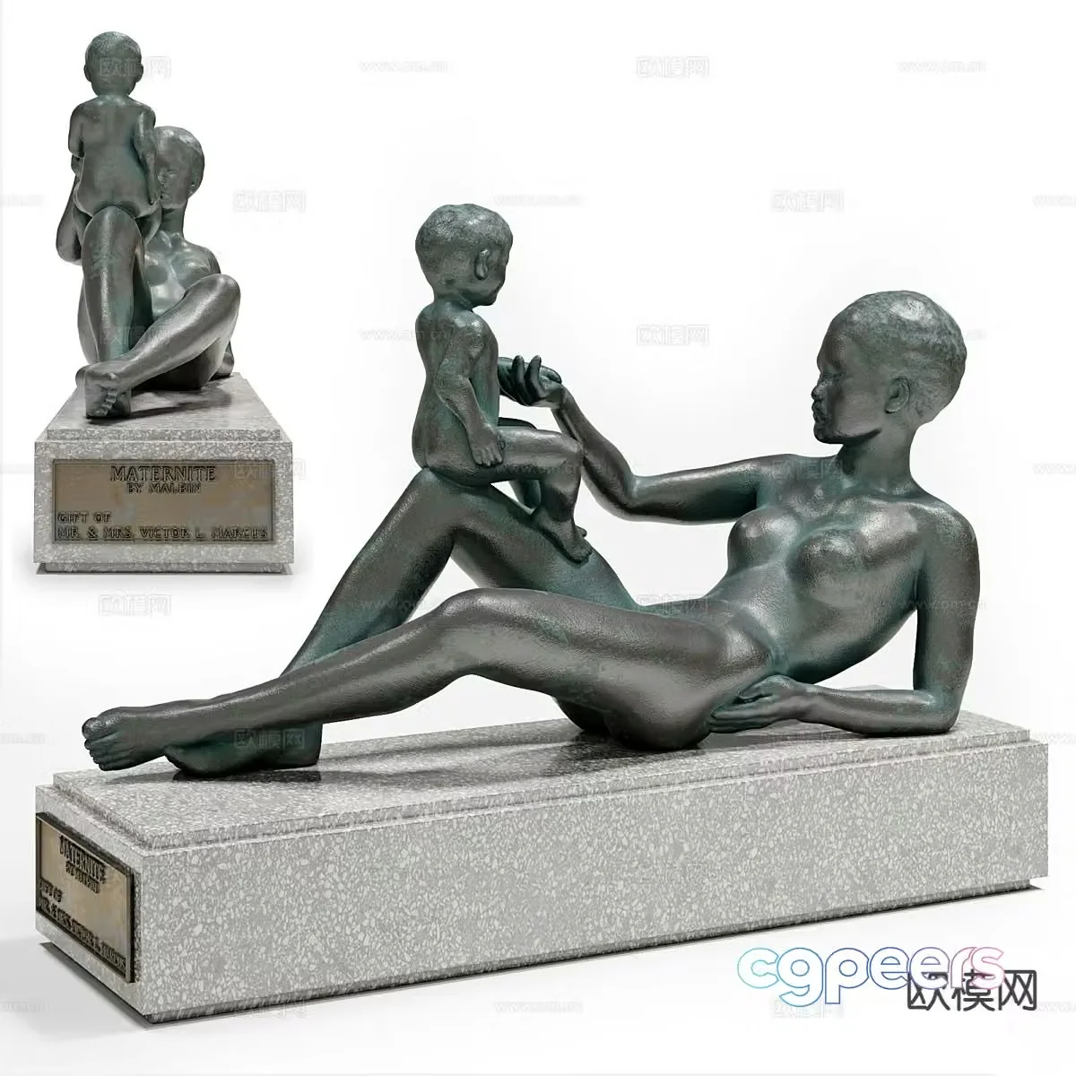 Mother and child sculpture portrait sculpture 3d model
