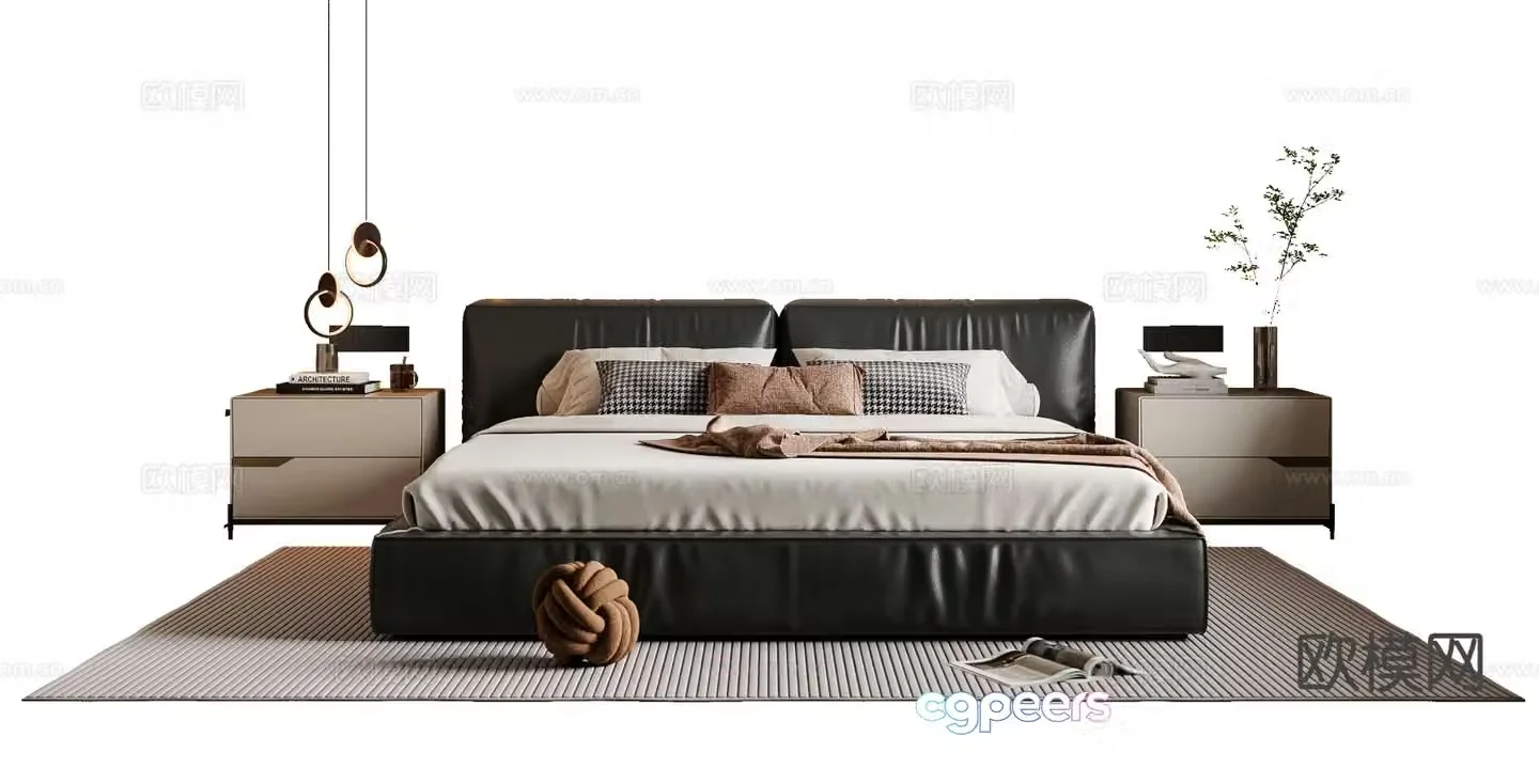 Modern double bed 3d model