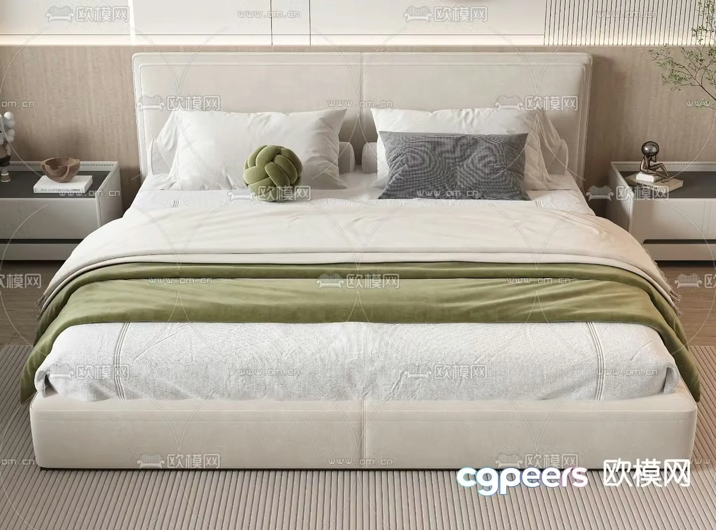 Modern double bed 3d model