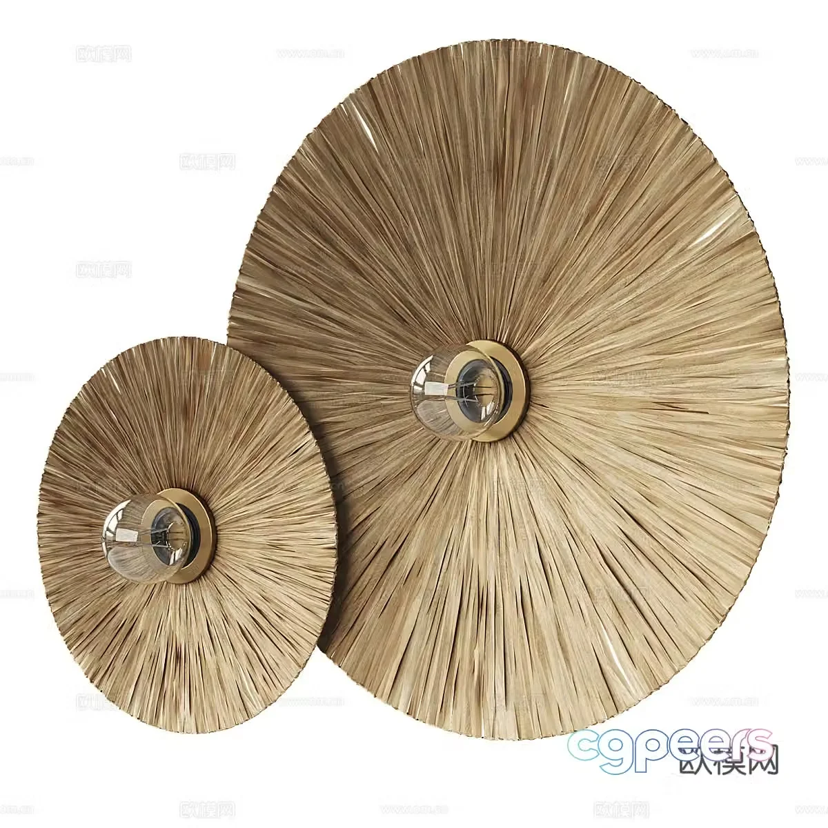 New Chinese style Wasabi original straw decorative wall light 3D model