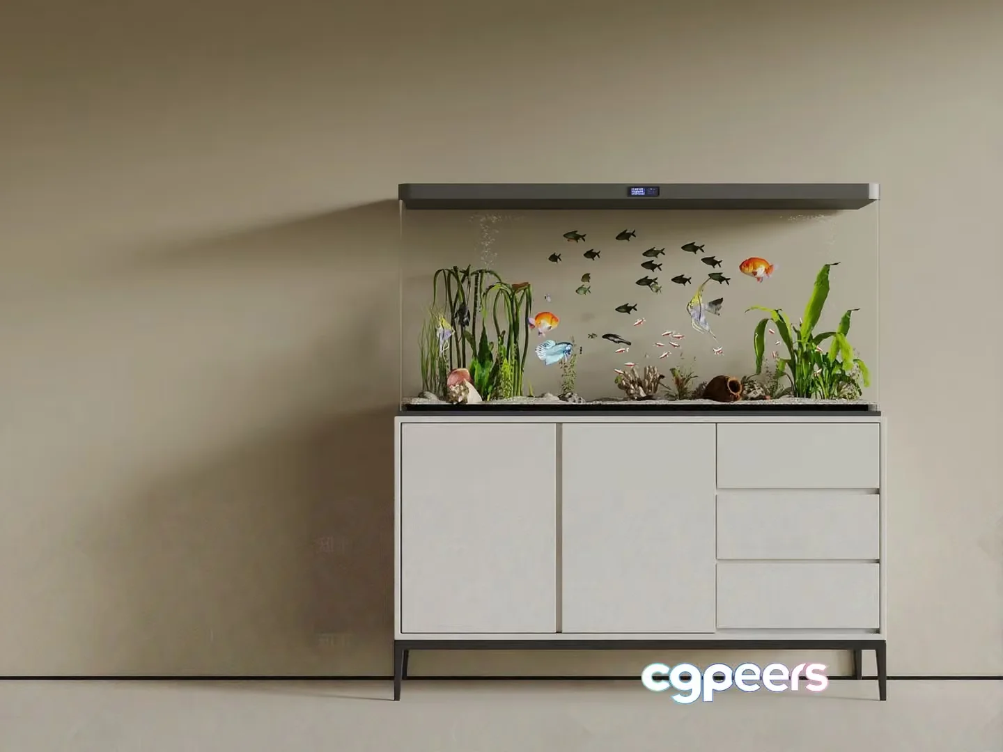 Modern Aquarium Cabinet 3D Model – 4839 – VRAY Render