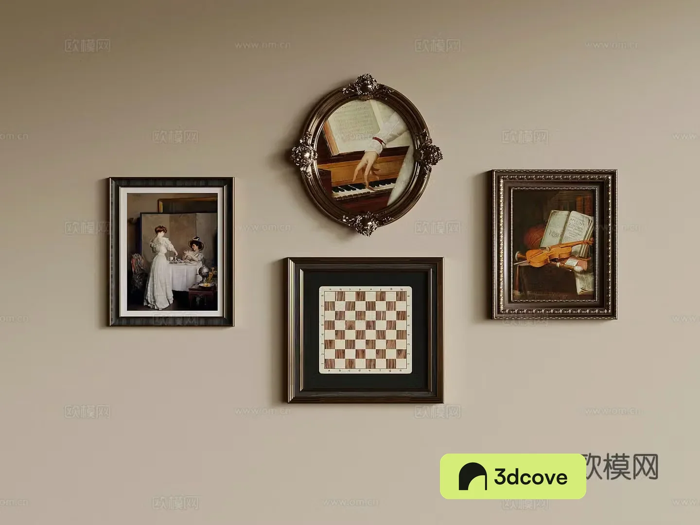 French retro style decorative painting hanging painting combination